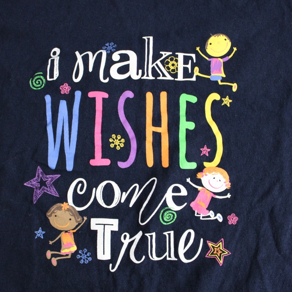 I Make Wishes Come True Navy Blue Graphic Cotton T-Shirt Women's Size Large
