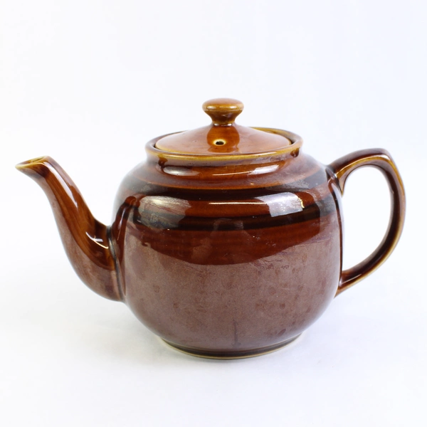 Unbranded Brown Ceramic Teapot With Lid Simple Round