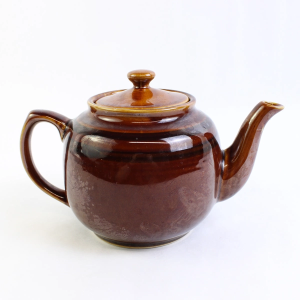 Unbranded Brown Ceramic Teapot With Lid Simple Round