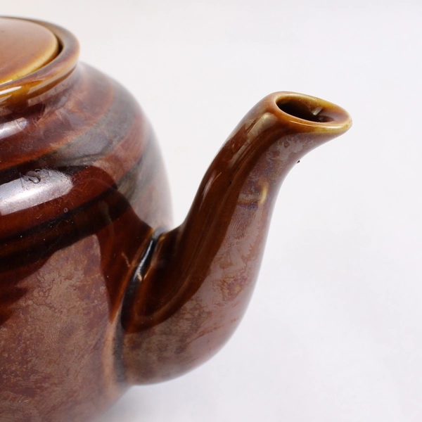 Unbranded Brown Ceramic Teapot With Lid Simple Round