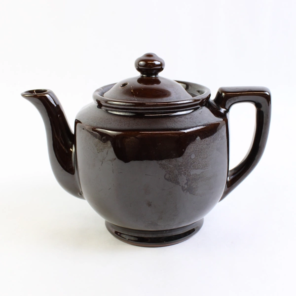Unbranded Brown Ceramic Teapot With Lid Solid Color Octagon Simple Japan Made
