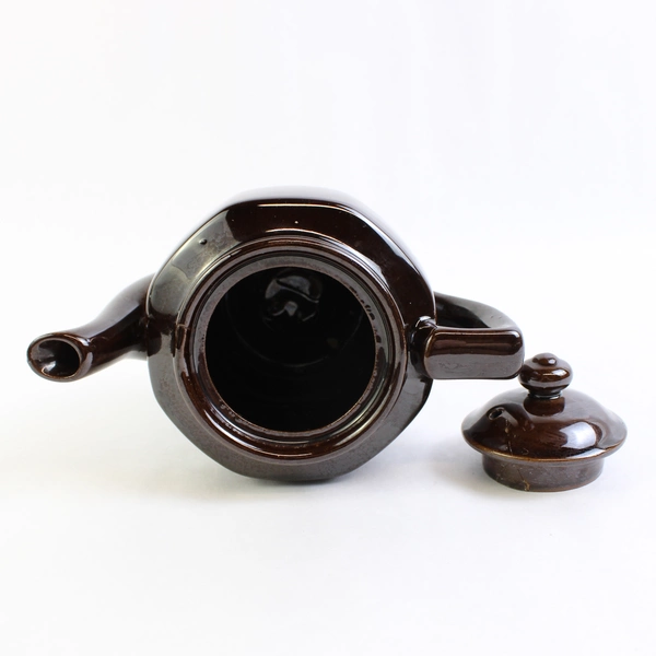 Unbranded Brown Ceramic Teapot With Lid Solid Color Octagon Simple Japan Made