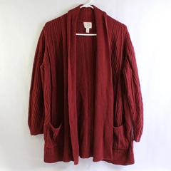 St. John's Bay Red Open-Front Knit Cardigan Women's Size 0X