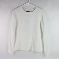 Bass Women's Large White Sheer Sleeve Knit Top - Pre-Owned with Pilling