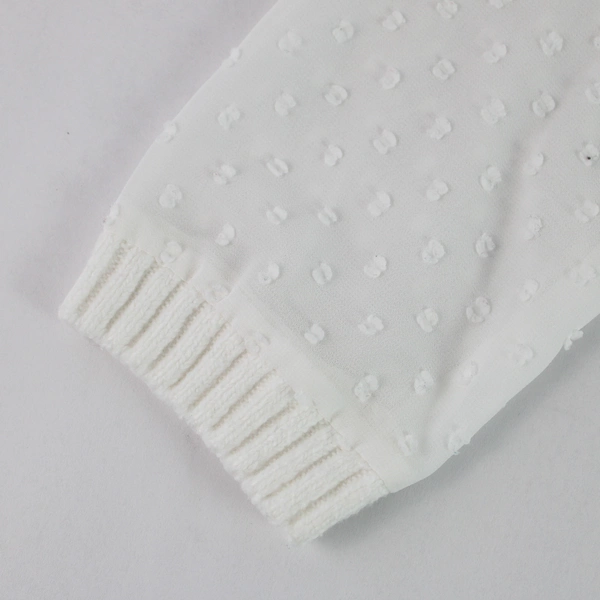 Bass Women's Large White Sheer Sleeve Knit Top - Pre-Owned with Pilling