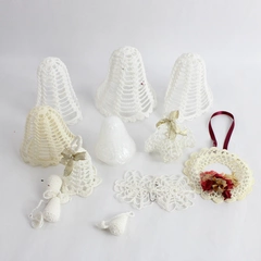 Lot of 10 Handmade White Starched Crocheted Christmas Ornaments
