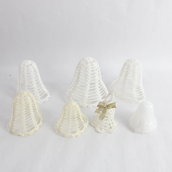 Lot of 10 Handmade White Starched Crocheted Christmas Ornaments