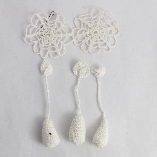 Lot of 10 Handmade White Starched Crocheted Christmas Ornaments