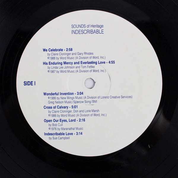 Indescribable Sounds Of Heritage Private Christian Gospel Vinyl Record