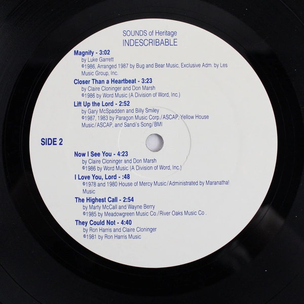 Indescribable Sounds Of Heritage Private Christian Gospel Vinyl Record