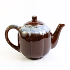 Unbranded Dark Brown Light Blue Ceramic Teapot With Lid Simple Korea Made