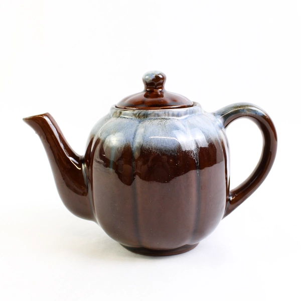 Unbranded Dark Brown Light Blue Ceramic Teapot With Lid Simple Korea Made