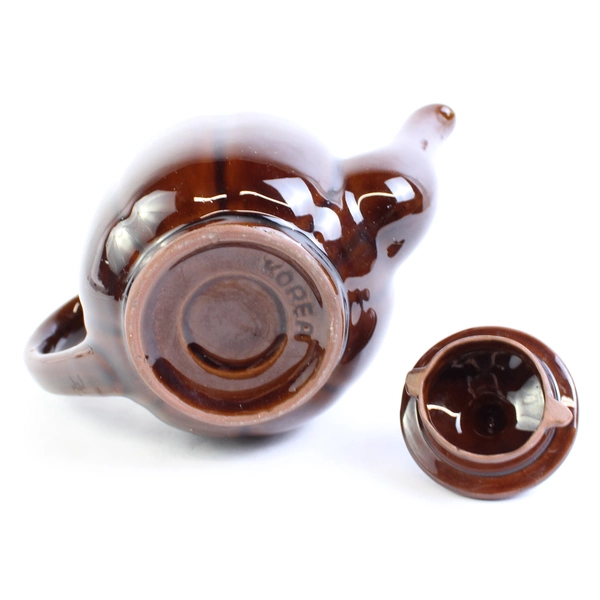 Unbranded Dark Brown Light Blue Ceramic Teapot With Lid Simple Korea Made