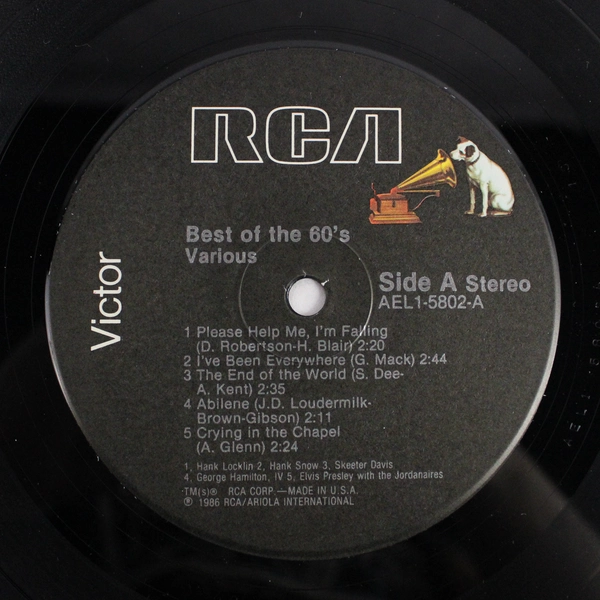 Best Of The 60's Vintage Various Artists Vinyl LP 1986 RCA