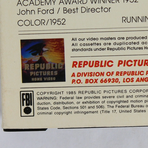 The Quiet Man (John Wayne, VHS, 1985)