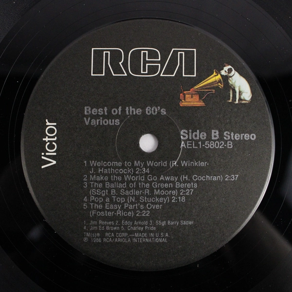 Best Of The 60's Vintage Various Artists Vinyl LP 1986 RCA