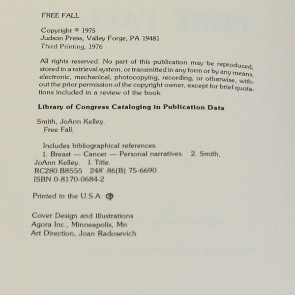 Vintage Free Fall by JoAnn Kelley Smith 1976 Hardcover No Dust Jacket