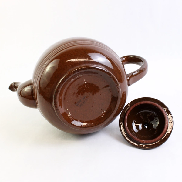 Unbranded Brown Green Cream Ceramic Teapot With Lid Simple England Made