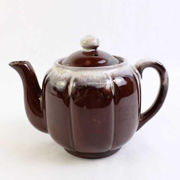 Unbranded Brown/WhiteCeramic Teapot W/ Lid Simple