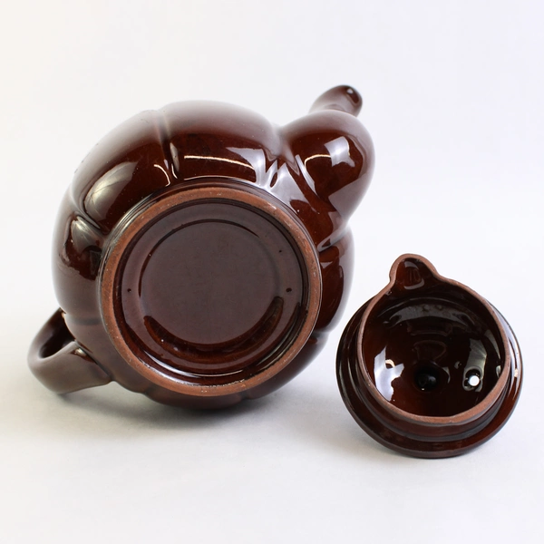 Unbranded Brown/WhiteCeramic Teapot W/ Lid Simple