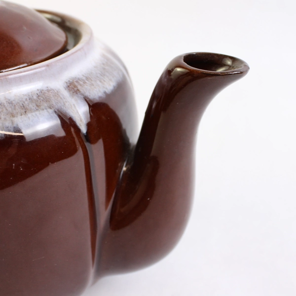 Unbranded Brown/WhiteCeramic Teapot W/ Lid Simple