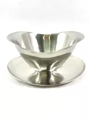 Vintage Dolphin 18 8 Stainless Steel Gravy Boat With Attached Under Plate