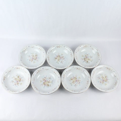 Lot of 7 Vintage Romance by Jamestown Flat Coupe Soup Bowl Fine China Gold Trim