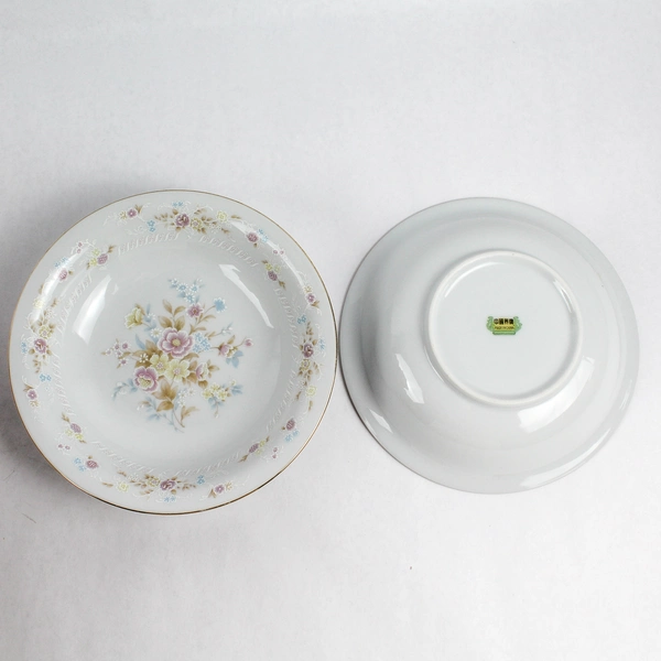 Lot of 7 Vintage Romance by Jamestown Flat Coupe Soup Bowl Fine China Gold Trim