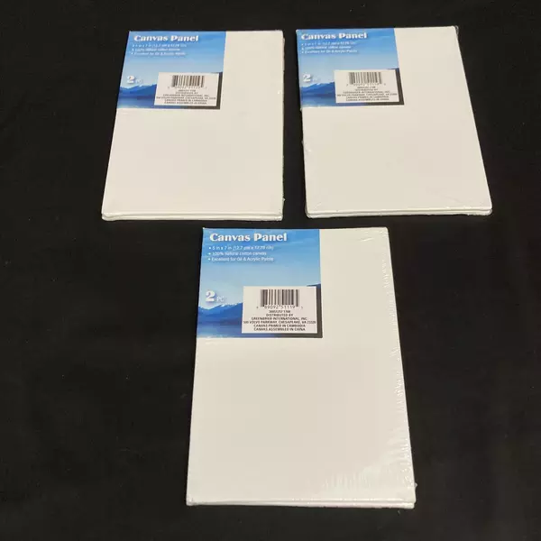 Lot of 3 Packages of 2 Greenbrier International 5 x 7 Canvas Panels For Painting
