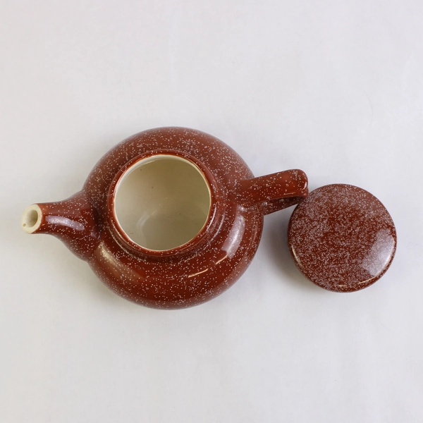 Unbranded Brown With White Speckles Ceramic Teapot and Lid Simple Small