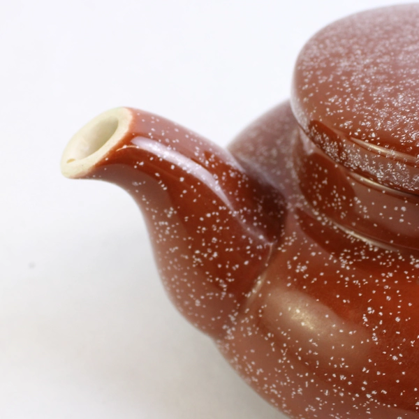 Unbranded Brown With White Speckles Ceramic Teapot and Lid Simple Small
