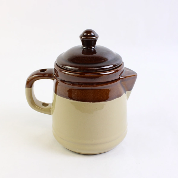 Unbranded Brown/Green Ceramic Decorative Teapot w/ Lid No Opening In Spout