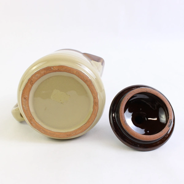 Unbranded Brown/Green Ceramic Decorative Teapot w/ Lid No Opening In Spout