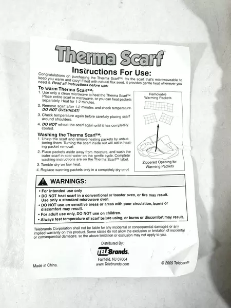 2009 Telebrands Therma Scarf Camel Microwaveable with Pockets - Pre-owned
