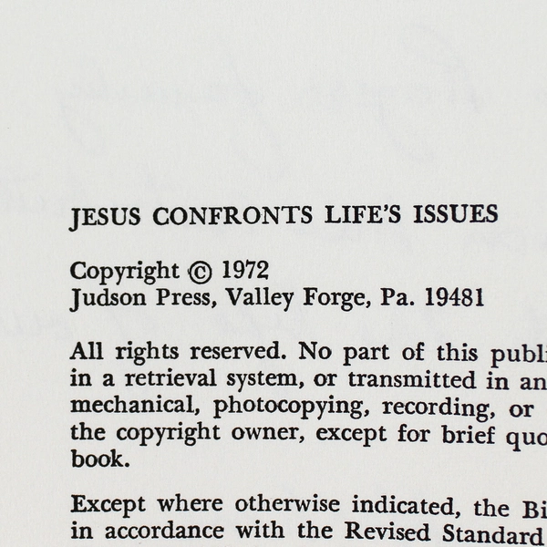 Signed 1972 Jesus Confronts Life's Issues by Joseph D. Ban - Pre-owned Book