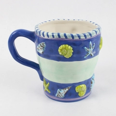 2004 CBK Styles Ceramic Coffee Mug Blue And Green With Seashells