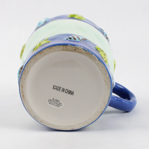2004 CBK Styles Ceramic Coffee Mug Blue And Green With Seashells