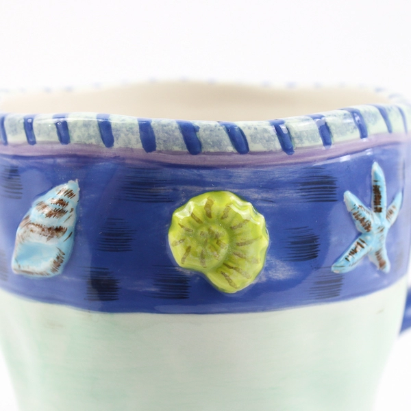 2004 CBK Styles Ceramic Coffee Mug Blue And Green With Seashells