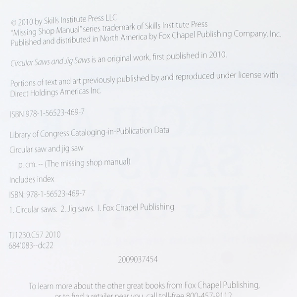 Circular Saws and Jig Saws Book by Fox Chapel Publishing - Good Condition