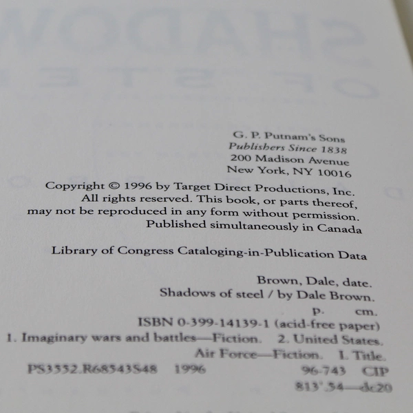 Shadows of Steel by Dale Brown 1996 Hardcover with Dust Jacket - Good Condition