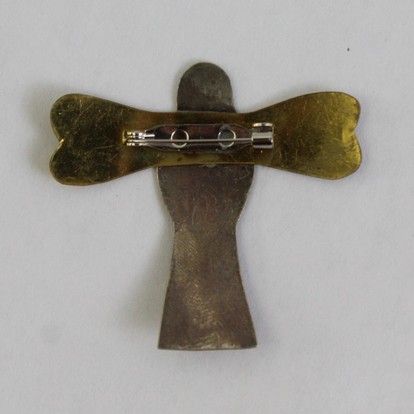 Vintage Mixed Metal Angel Holding Christmas Tree Brooch