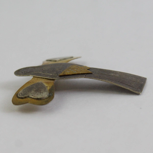 Vintage Mixed Metal Angel Holding Christmas Tree Brooch