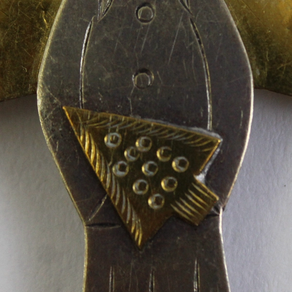 Vintage Mixed Metal Angel Holding Christmas Tree Brooch