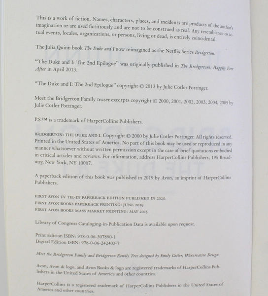 Bridgerton: The Duke and I by Julia Quinn 2019 Paperback