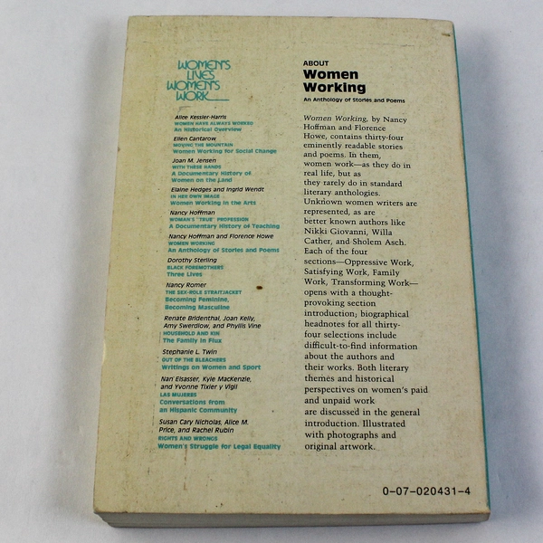 Women Working: Anthology of Stories & Poems by Nancy Hoffman 1979 PB