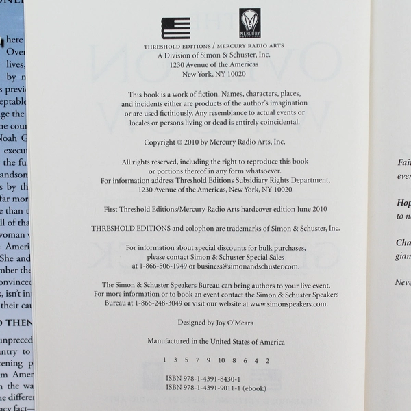 Overton Window by Glenn Beck 2010 Hardcover - Good Condition Thriller Novel