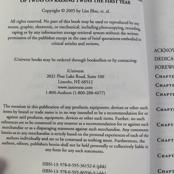 Heart Two Heart: Wisdom for Parents of Twins, 2005 iUniverse PB, Pre-owned