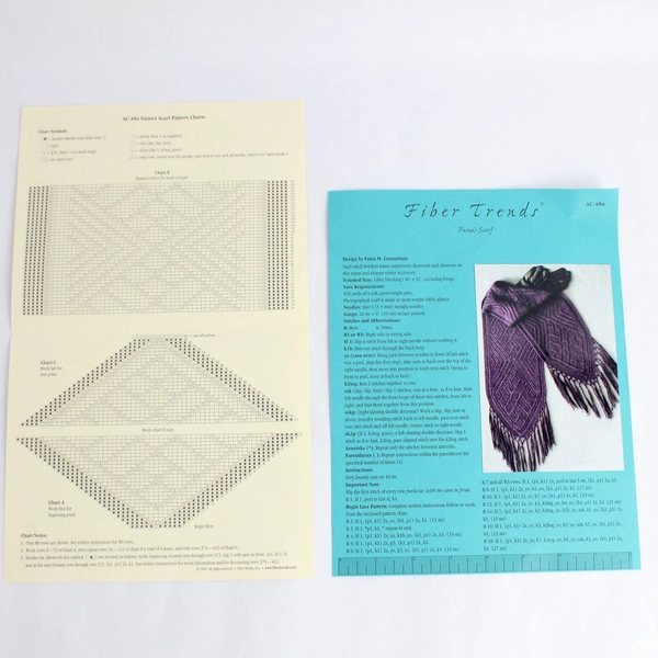 Fiber Trends Knitting Pattern AC-48x Faina's Scarf With Pattern Insert 2001