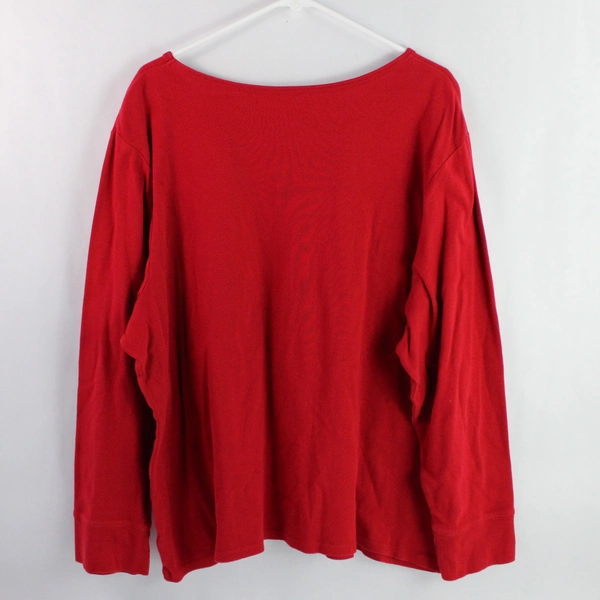 Fashion Bug Red Long-Sleeve V-Neck T-Shirt Women's 3X - Good Pre-Owned Condition