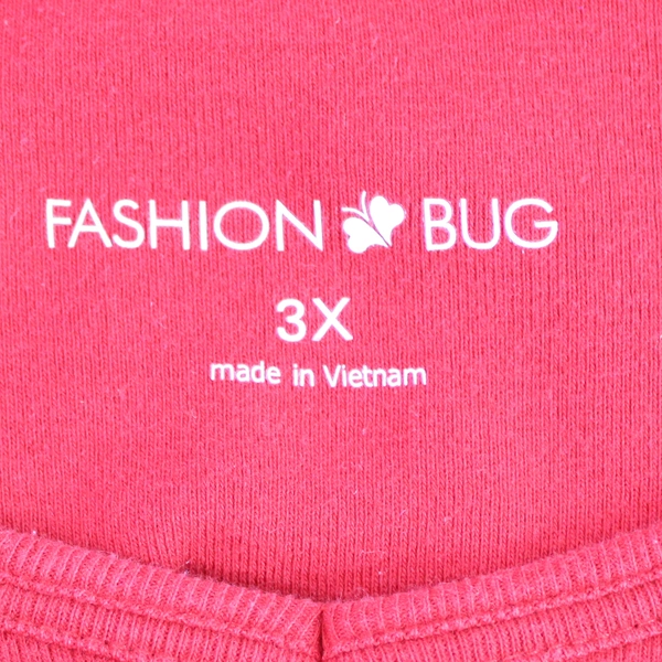 Fashion Bug Red Long-Sleeve V-Neck T-Shirt Women's 3X - Good Pre-Owned Condition